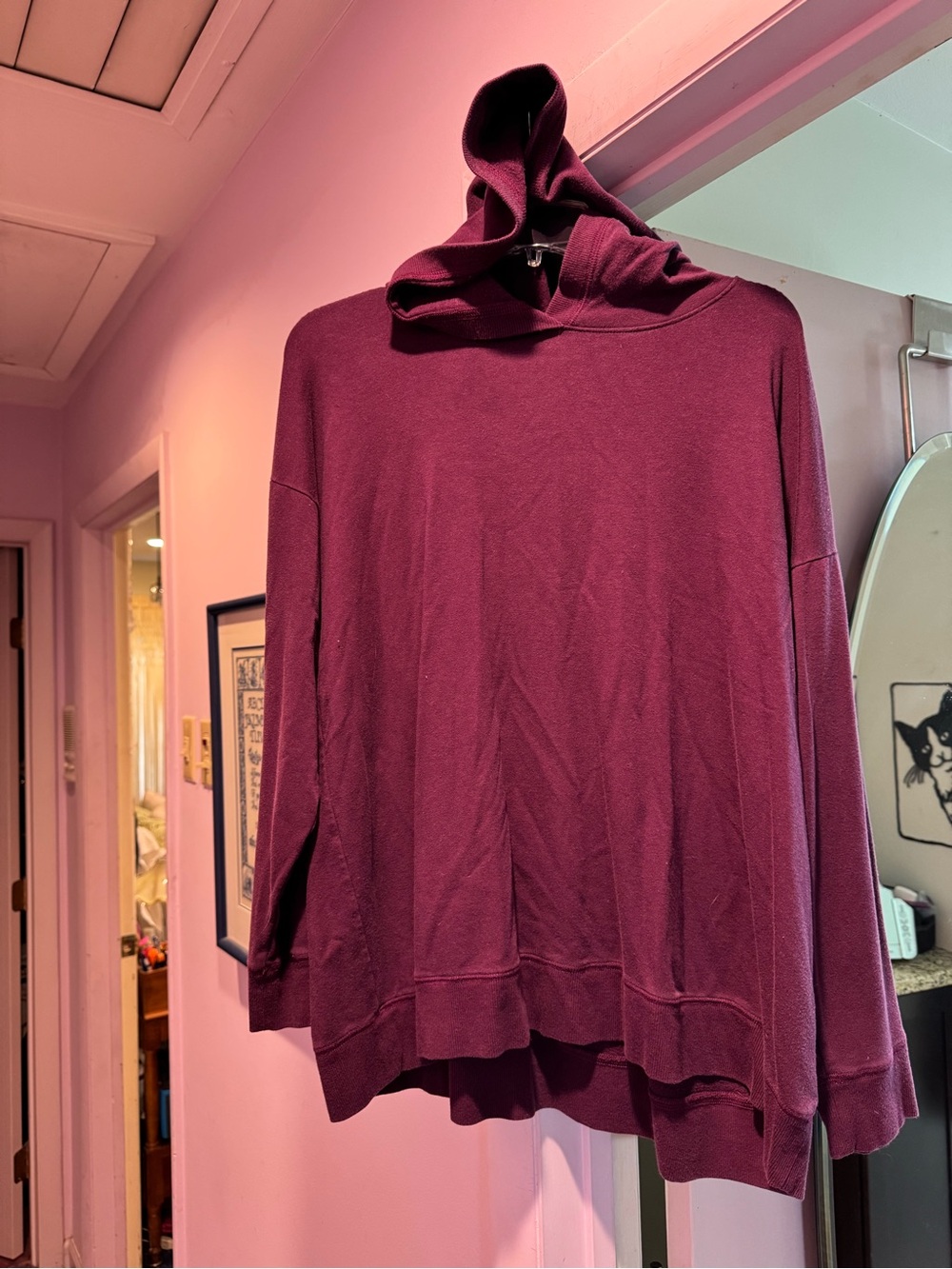 Eileen Fisher Hooded Pullover Size L - Plum
